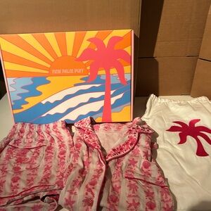 Pink Palm Pajamas in Blush Bay